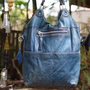 Roots Blue Leather Vintage Lauren Bag